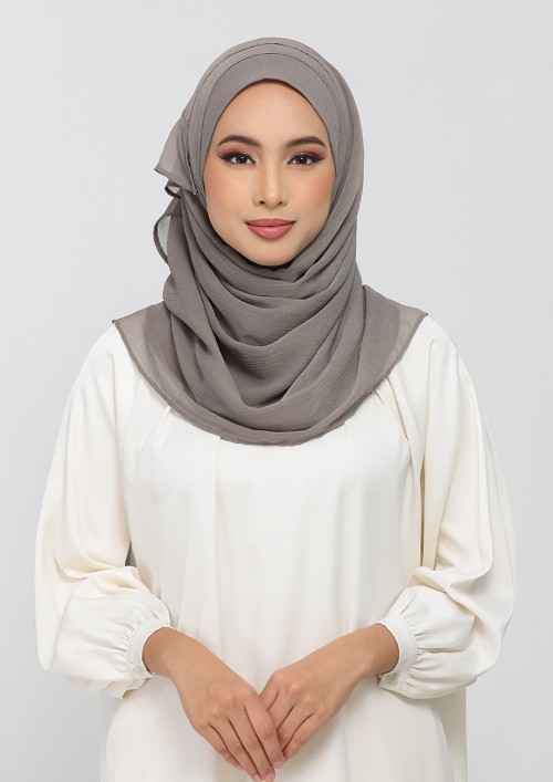 Truffle-Plain Crinkled Chiffon