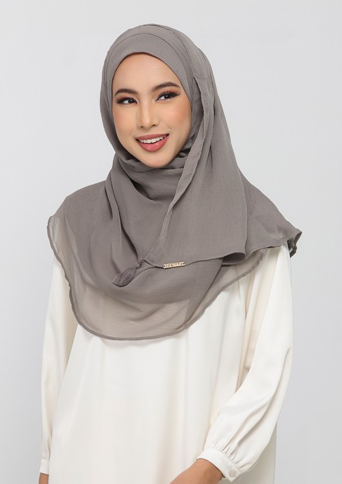 Truffle-Plain Crinkled Chiffon