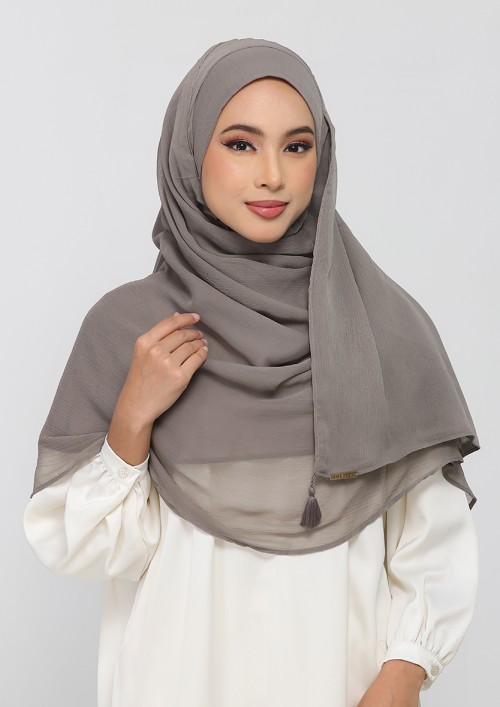 Truffle-Plain Crinkled Chiffon