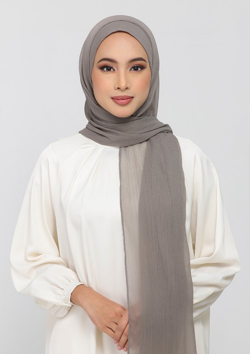 Truffle-Plain Crinkled Chiffon
