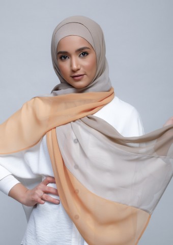TanGreigeMango-Freestyle with Inner-Plain Crepe Chiffon