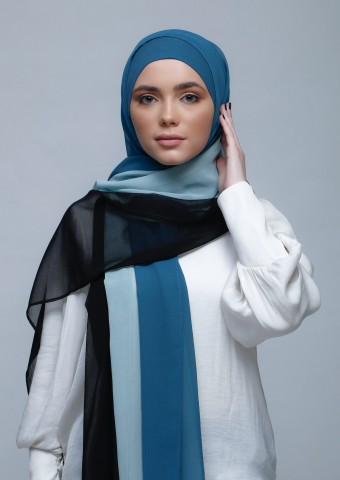 TealAquaBlack-Freestyle with Inner-Plain Crepe Chiffon