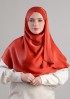 Terracotta-Plain Crinkled Satin Chiffon