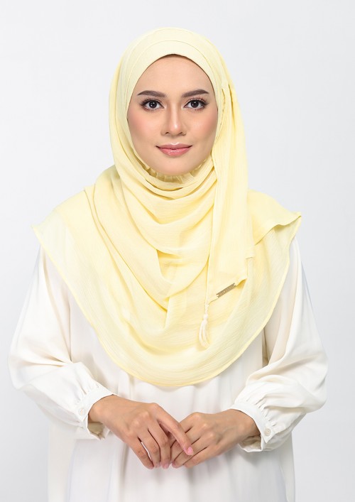 Vanilla-Plain Crinkled Chiffon