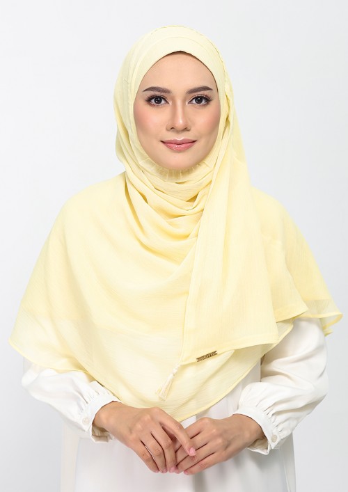 Vanilla-Plain Crinkled Chiffon