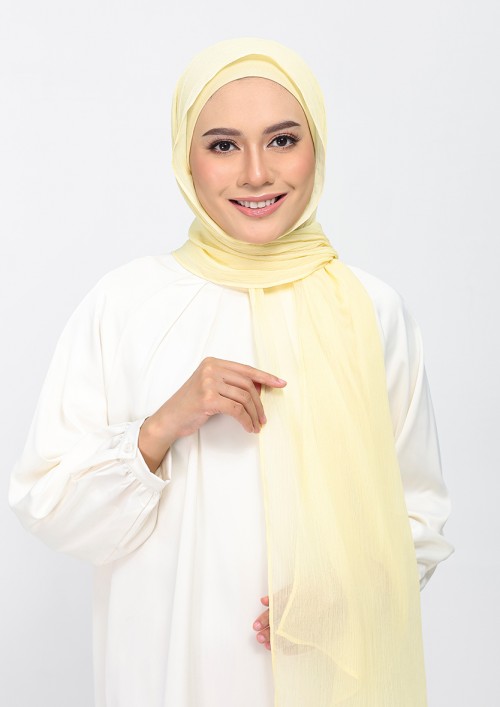 Vanilla-Plain Crinkled Chiffon