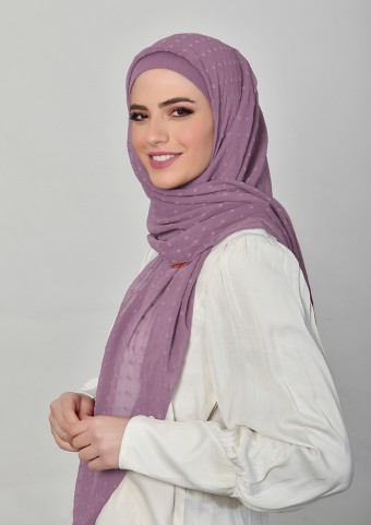 Vintage Purple-Carre-Plain Mosaic Butti Chiffon