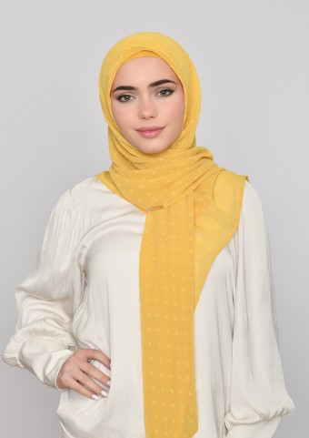 Ochre -Plain Mosaic Butti Chiffon (NEW STYLE)