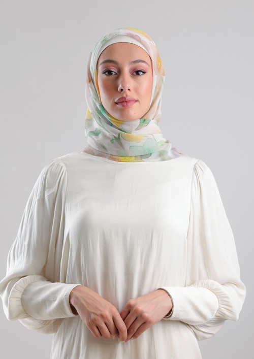 Zesty Blossom-Printed Plus Crinkled Chiffon