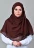 Choco-Plain With Pompoms Crinkled Butti Chiffon