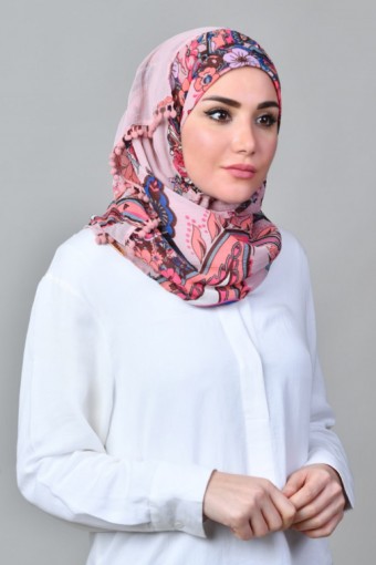 Boteh Pink-Printed Mosaic Chiffon