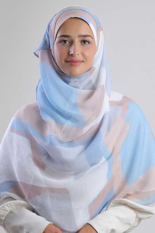 Blueberry Cream - Printed Plus Crinkled Chiffon (NEW STYLE)