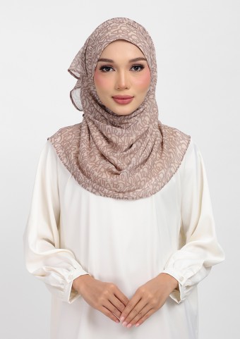 Bokitta Oblique Greige -Printed Plus Crinkled Chiffon  Bokitta Oblique Greige -Printed Plus Crinkled Chiffon