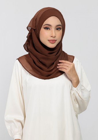 Brown - Plain With Crystal Crinkled Chiffon Brown - Plain With Crystal Crinkled Chiffon