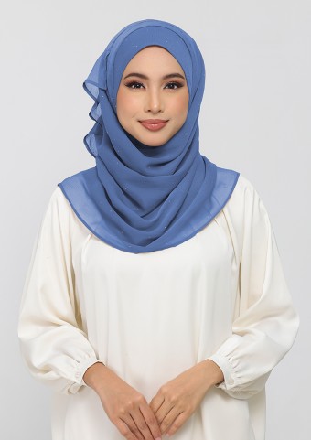 Cobalt-Plain With Crystal Crinkled Chiffon Cobalt-Plain With Crystal Crinkled Chiffon