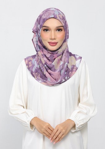 Bloomsy Mauve-Printed Plus Crinkled Chiffon  Bloomsy Mauve-Printed Plus Crinkled Chiffon