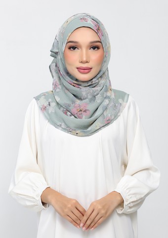 Cottage Sage-Printed Plus Crinkled Chiffon  Cottage Sage-Printed Plus Crinkled Chiffon