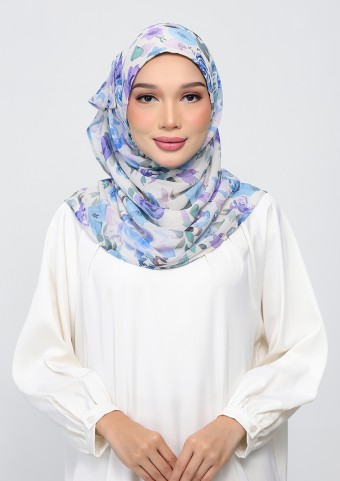 Fleurie Blue-Printed Plus Crinkle Chiffon  Fleurie Blue-Printed Plus Crinkle Chiffon