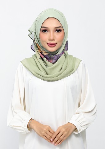 Mint blossoms-Printed Plus Crinkled Chiffon  Mint blossoms-Printed Plus Crinkled Chiffon
