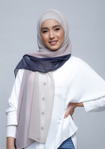 GreigeLilacNavy-Freestyle with Inner-Plain Crepe Chiffon