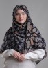 Hassan II Black-Printed Plus Crinkled Chiffon With Foil