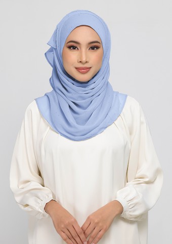 Iris Blue-Plain With Crystal Crinkled Chiffon Iris Blue-Plain With Crystal Crinkled Chiffon