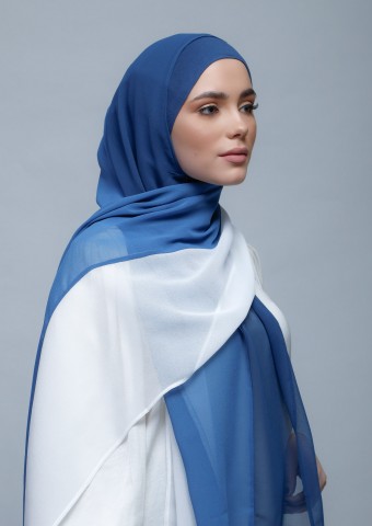 JeansBlueWhite-Freestyle with Inner-Plain Crepe Chiffon