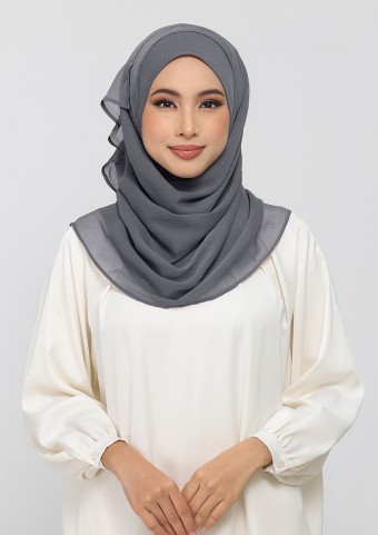 Pewter - Plain With Crystal Crinkled Chiffon Pewter - Plain With Crystal Crinkled Chiffon