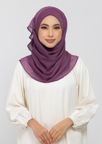 Plum-Plain With Crystal Crinkled Chiffon Plum-Plain With Crystal Crinkled Chiffon