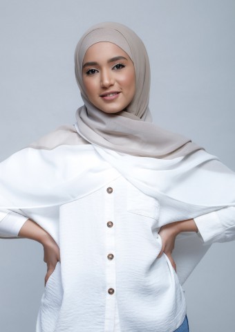 TanGreigeWhite-Freestyle with Inner-Plain Crepe Chiffon