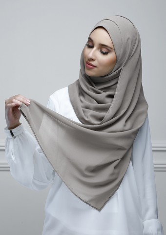 Taupe Gray-Jolie-Plain with Crystal Georgette