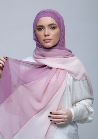 VioletSmoothiePink-Freestyle with Inner-Plain Crepe Chiffon