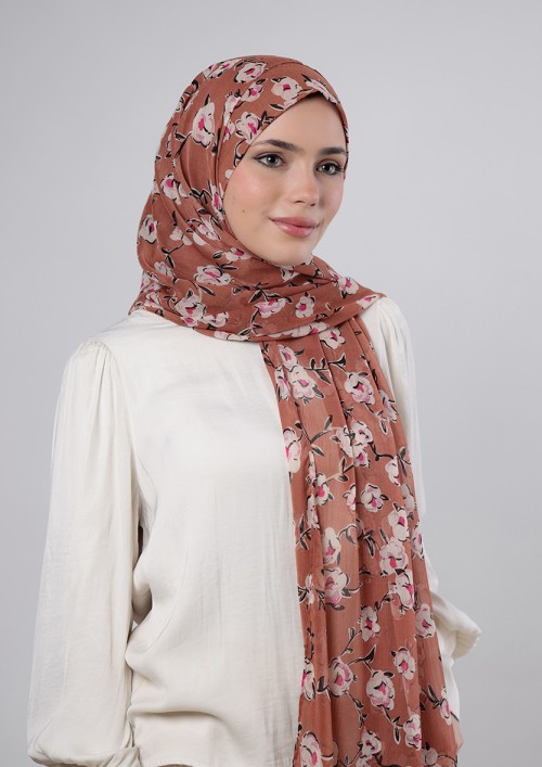 White Bloom - Printed Crinckled Chiffon (NEW STYLE)