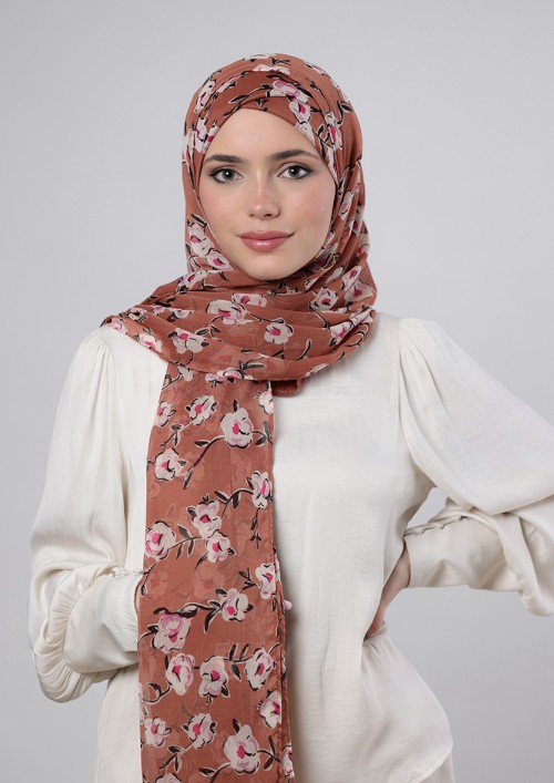 White Bloom - Printed Crinckled Chiffon (NEW STYLE)